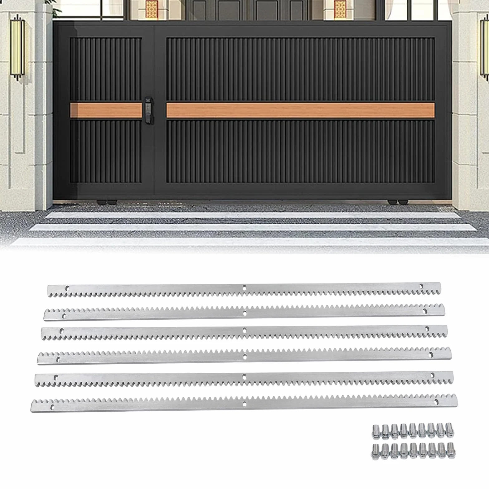 Cremallera dentada carril dentado puerta corredera 6x1 m accesorios M4 abridor