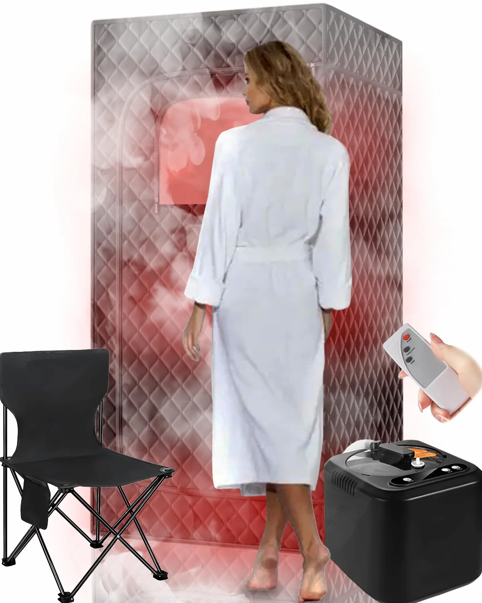 Sauna Portatil Cuerpo Completo 3L Sauna Portátil Vapor con Temporizador y 9 Temperatura, SPA Sauna Portatil Finlandesa, 1200W Sauna de Vapor Portatil para Baños de Sauna, Sudoración, Desintoxicación