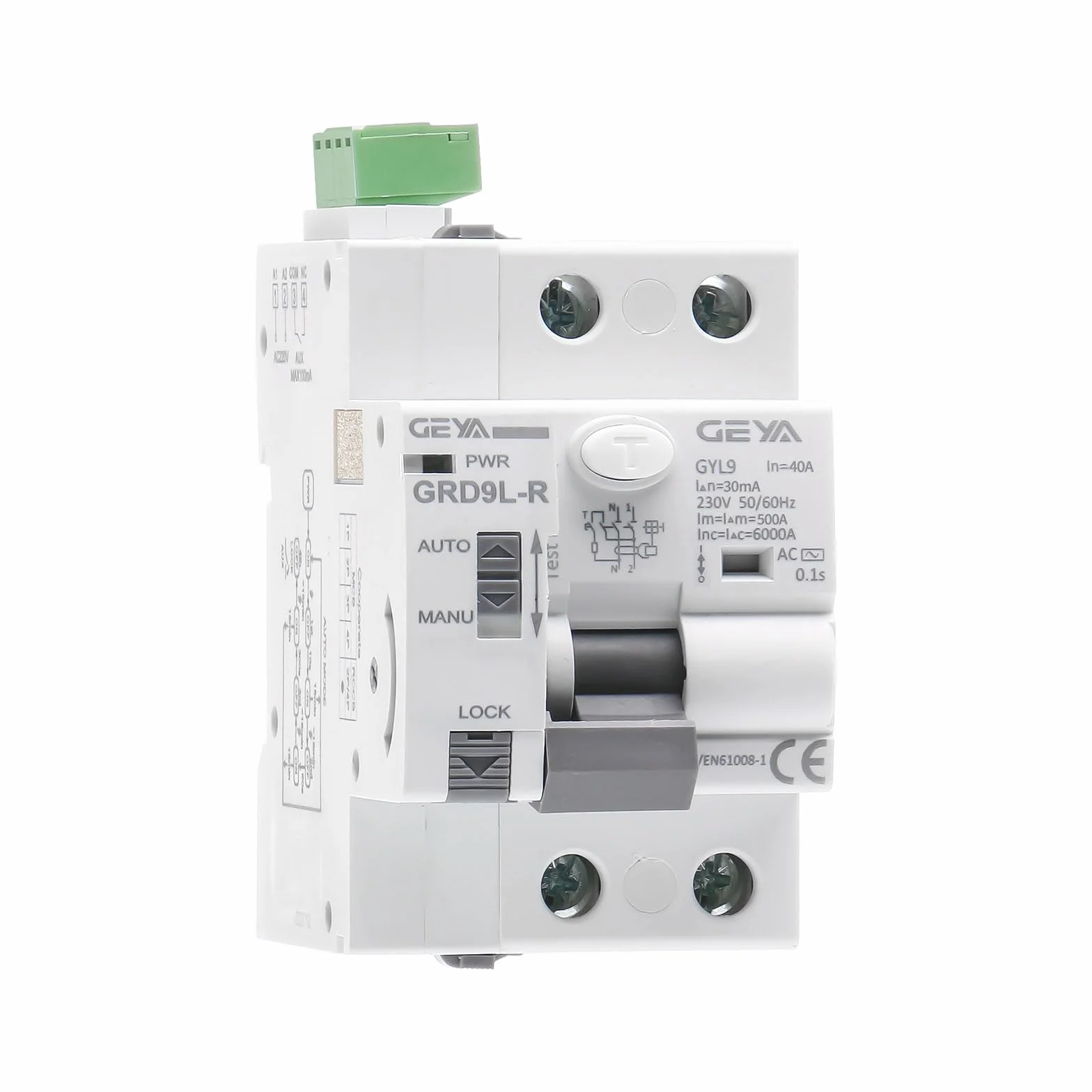 GEYA Disyuntor de dispositivo de reconexión automática 6KA ELCB Reconectador RCCB de reconexión automática Tipo de AC RCD (Reconectador AC220V+RCCB 2P-40A-30mA)