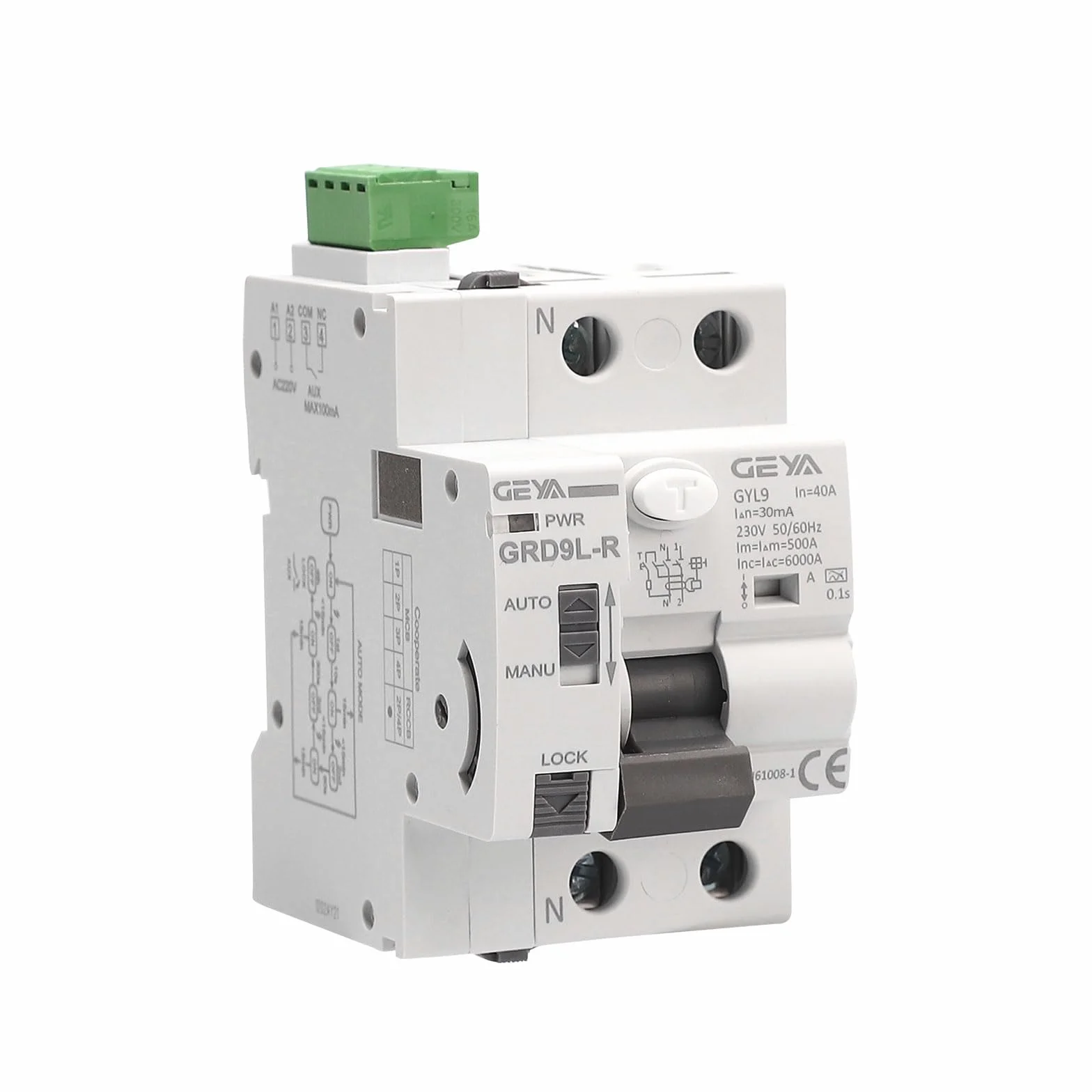 GEYA RCCB RCD ELCB tipo A Reconectador automático 2P 40A 30mA AC220V